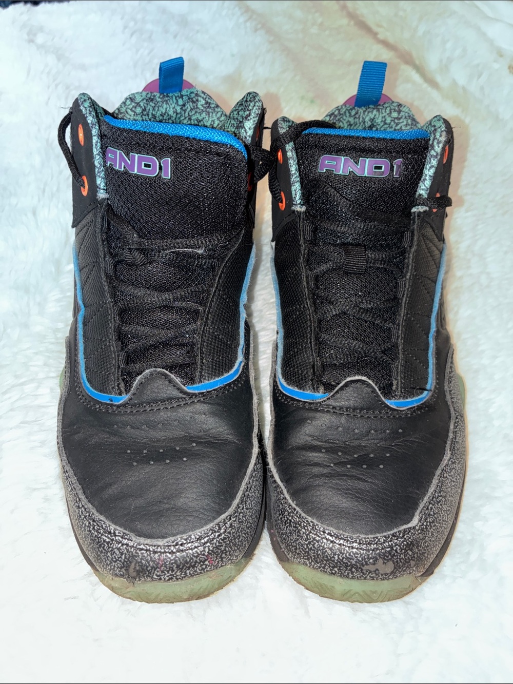 And1 Black Kids Sneakers with Blue and Purple Accents